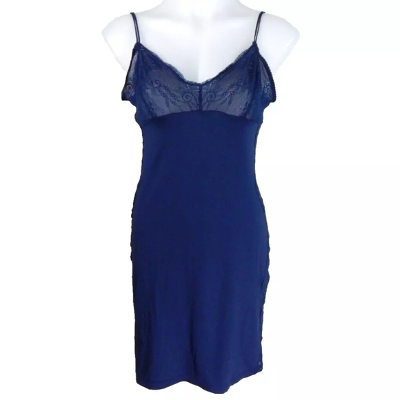 Cosabella Lace Panel Navy Chemise - Picture 1 of 4